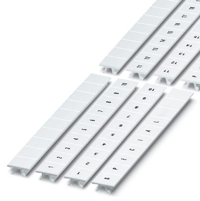 Phoenix Contact Zack marker strip; Strip; White; Labeled; Printed horizontally: Consecutive numbers 1 - 9; Mounting type: Snap into tall marker groove; For terminal block width: 10.2mm